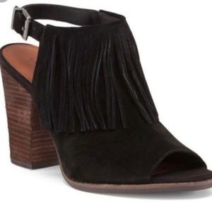 Lucky Brand Liennah Peep Toe Fringe Bootie size 7.5